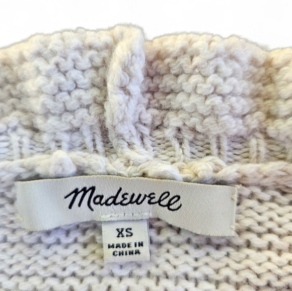 Madewell Ruffle-Neck Light Beige Sweater In Cotton-Merino Yarn, Size XS - Picture 7 of 7